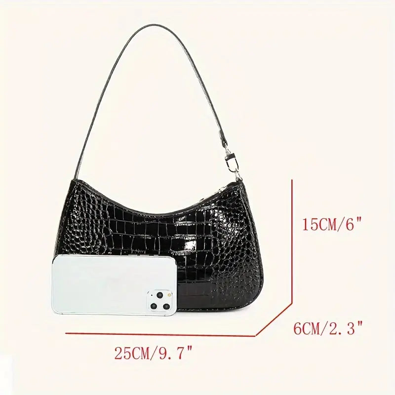 Sac Hobo blanc effet crocodile pour femme Petit sac épaule élégant, tendance et chic