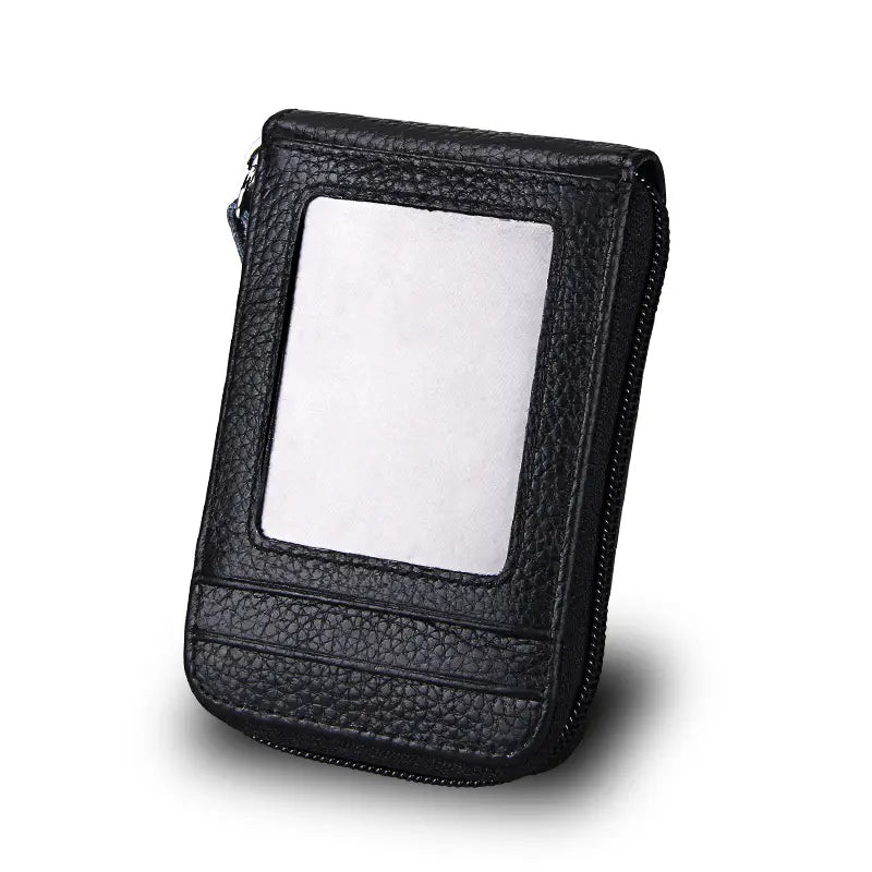 Porte-cartes homme zippé – Portefeuille compact grande capacité pour cartes, billets et pièces