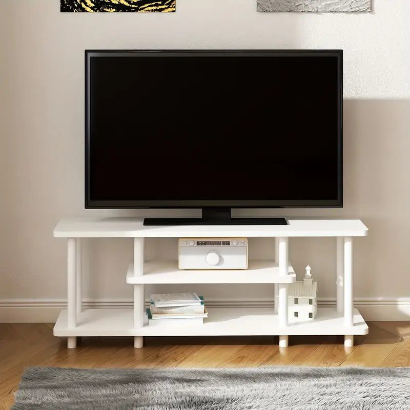 Meuble TV blanc moderne avec étagères – Meuble RV de rangement pratique pour salon