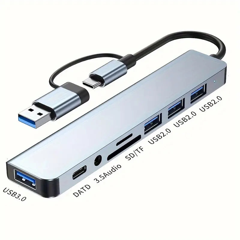 Hub USB Multiport 7 en 1 – Adaptateur USB-C avec HDMI, USB 3.0, USB 2.0, Lecteur de Carte SD/TF et Prise Jack