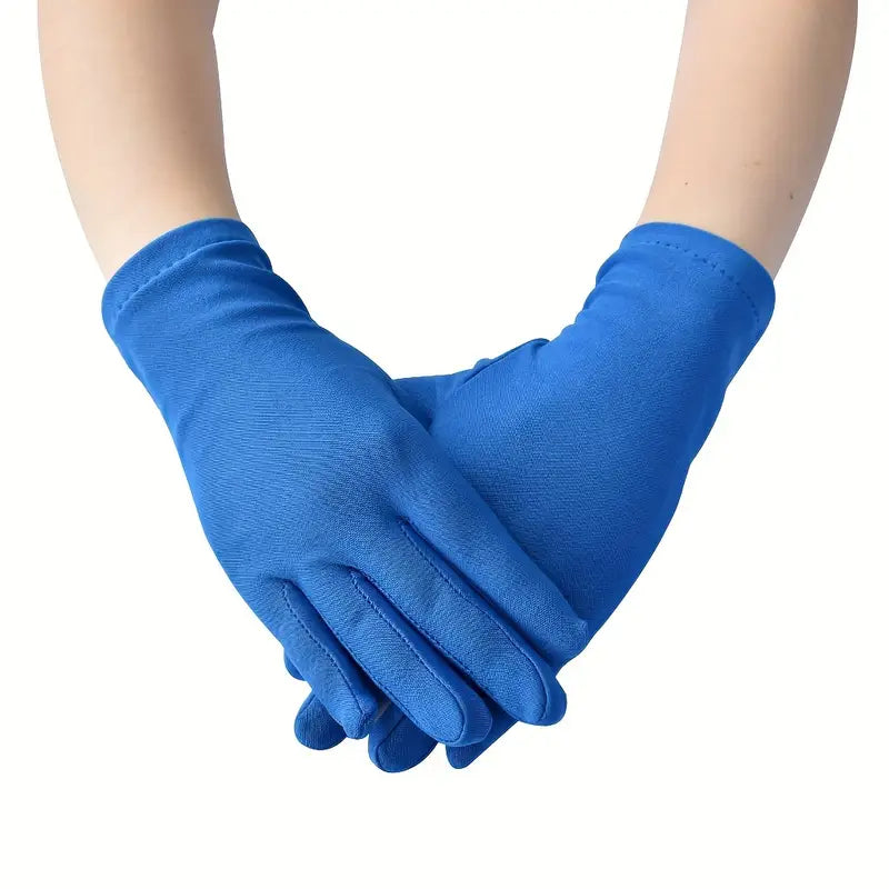 Gants femme élégants en tissu bleu – Accessoire chic pour soirées, cérémonies et spectacles