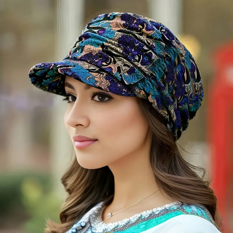 Chapeau turban femme élégant imprimé floral – Casquette bohème chic pour été et mi-saison