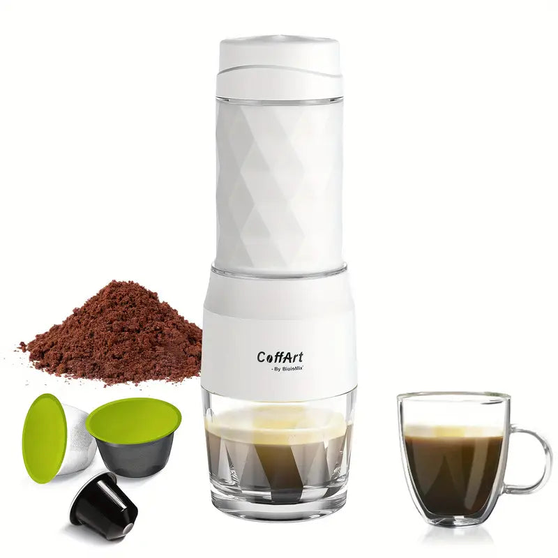Machine à Café Portable CoffArt – Compatible Capsules & Café Moulu – Espresso Manuel à Emporter