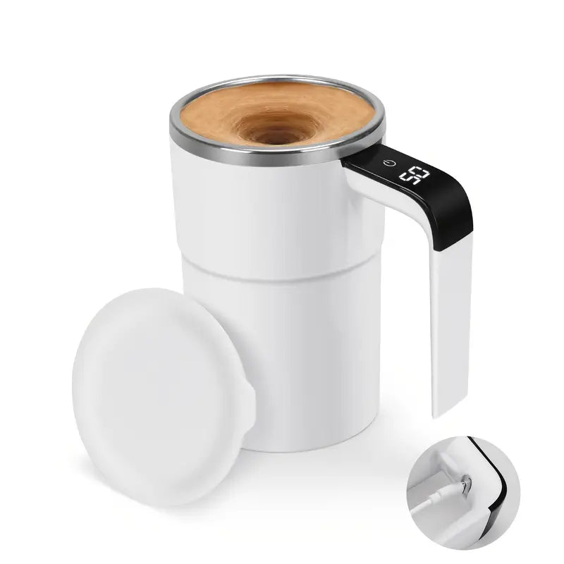 Mousseur à Lait Électrique avec Écran Digital – Chauffe-Lait et Émulsionneur USB, Design Moderne pour Cappuccino, Latte et Chocolat Chaud