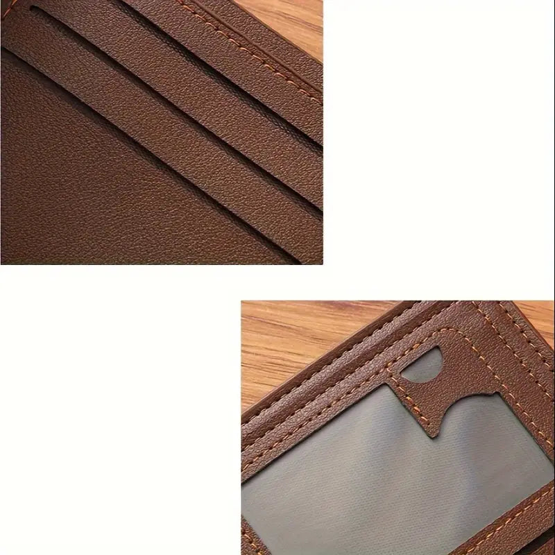 Portefeuille homme en cuir marron – Porte-cartes élégant avec fenêtre d’identification