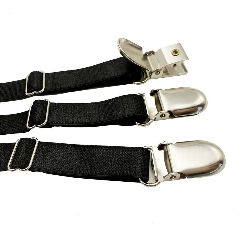 Bretelles homme noires ajustables – Bretelles élastiques à pinces renforcées, style élégant et maintien parfait