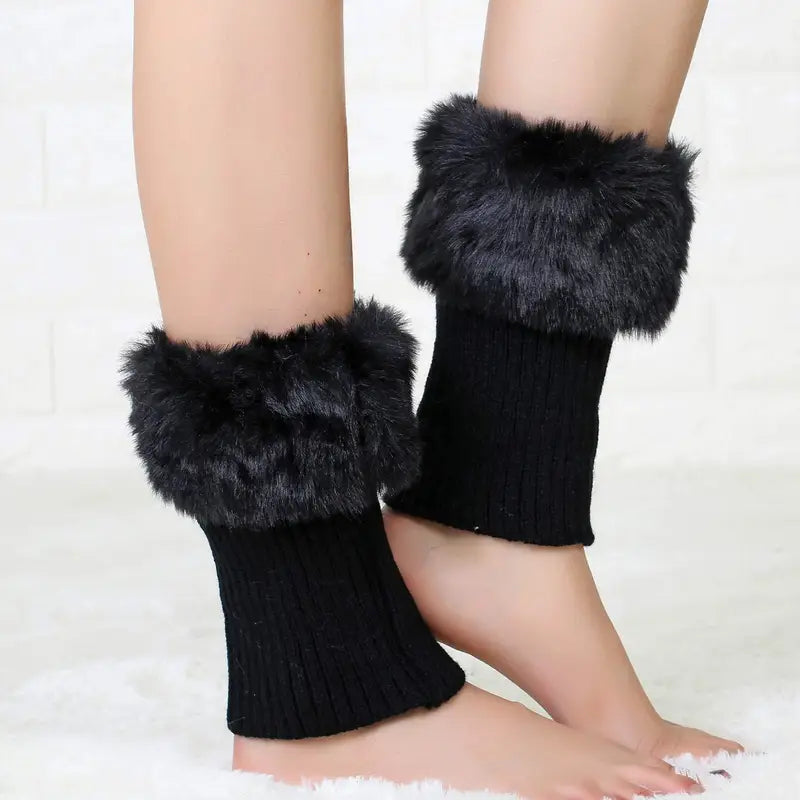 Manchons fourrure blanche pour bottes fille – Accessoire hiver chaud et élégant