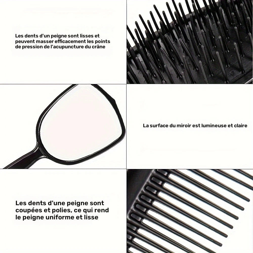 Ensemble Brosse & Peignes 5-en-1 avec Support Rotatif – Kit Coiffure Complet pour Tous Types de Cheveux