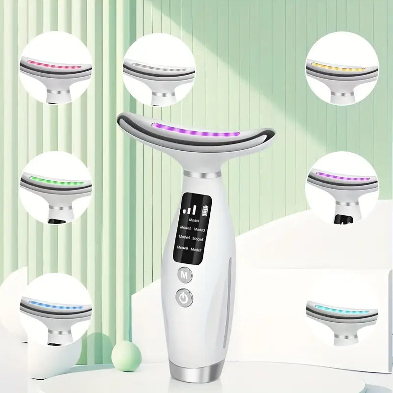Appareil de Massage Raffermissant Visage & Cou – 7 Modes, Lumière LED, Anti-Âge et Drainage Lymphatique