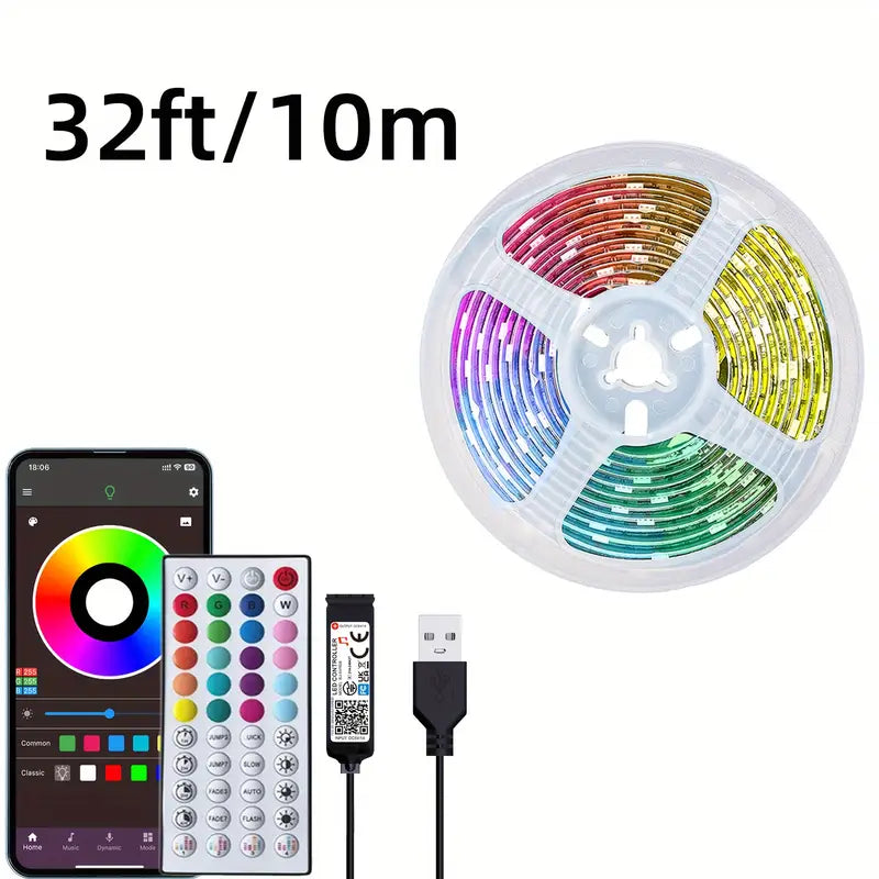 Ruban LED RGB 5M avec Télécommande et Contrôle via Appli – Éclairage d’Ambiance Multicolore pour Fête, Chambre ou Gaming Setup