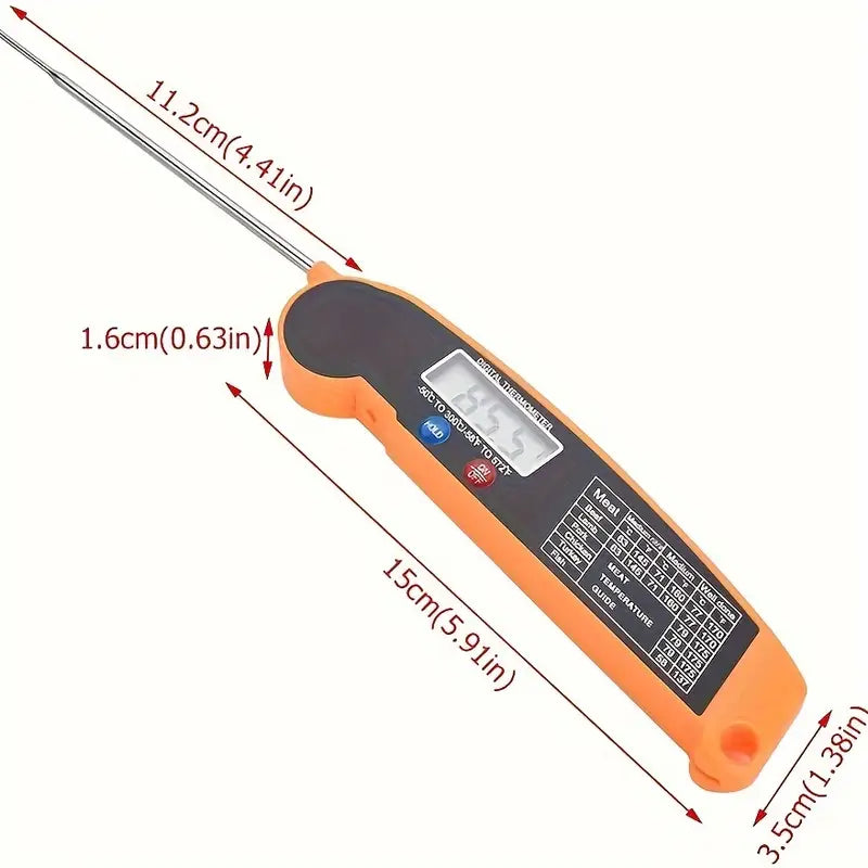 Thermomètre de Cuisine Numérique – Sonde Pliable Ultra-Rapide pour Viande, Barbecue, Four et Liquides | Précision et Lecture Instantanée