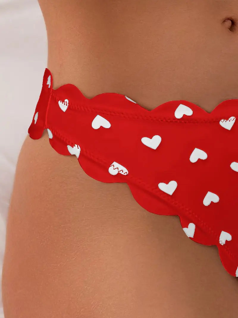 Bikini bandeau à cœurs avec laçage – Maillot 2 pièces irrésistible et féminin