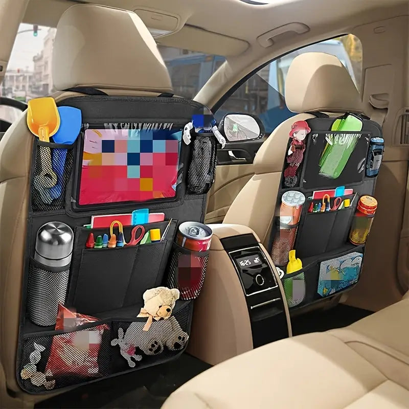 Organisateur de voiture multifonction – Rangement arrière de siège avec support tablette, poches et porte-gobelets
