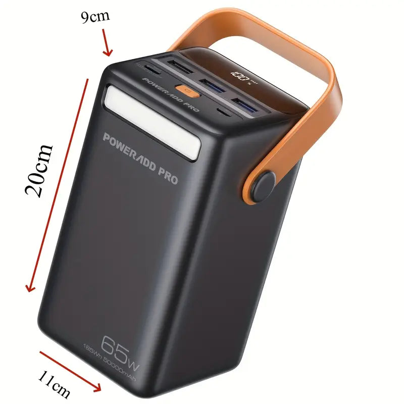 Batterie Externe Poweradd Pro 50000mAh 65W – Power Bank Portable avec Écran LED et Poignée de Transport