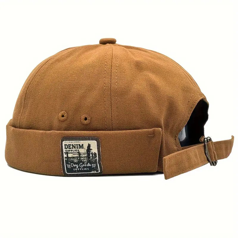 Bonnet docker homme style rétro – Casquette sans visière en coton kaki ajustable