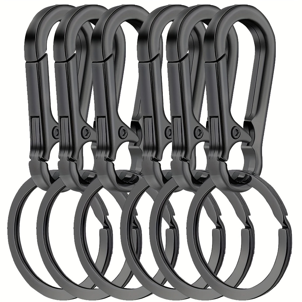 Lot de 6 Porte-Clés Mousquetons Métal – Anneaux Robustes et Clip Rapide pour Clés, Sac ou Ceinture