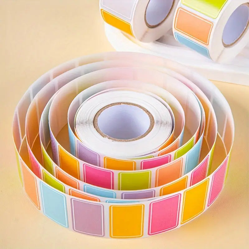 Étiquettes adhésives rectangulaires multicolores – Organisation facile pour bocaux, cahiers et classement