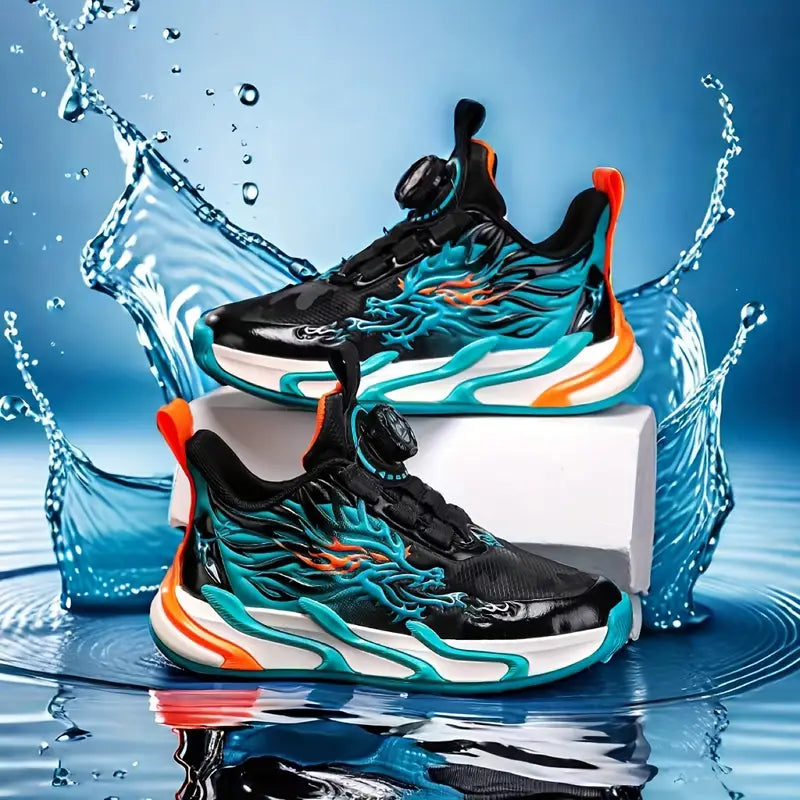 Chaussures de sport fille – Baskets multicolores blanc, vert et rouge avec semelle épaisse tendance