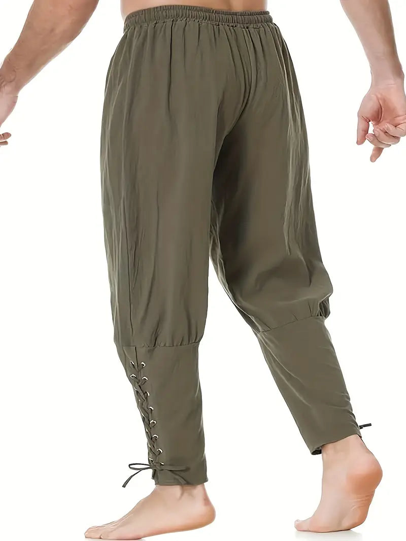 Pantalon fantaisie homme médiéval – Pantalon ample à lacets style renaissance bohème