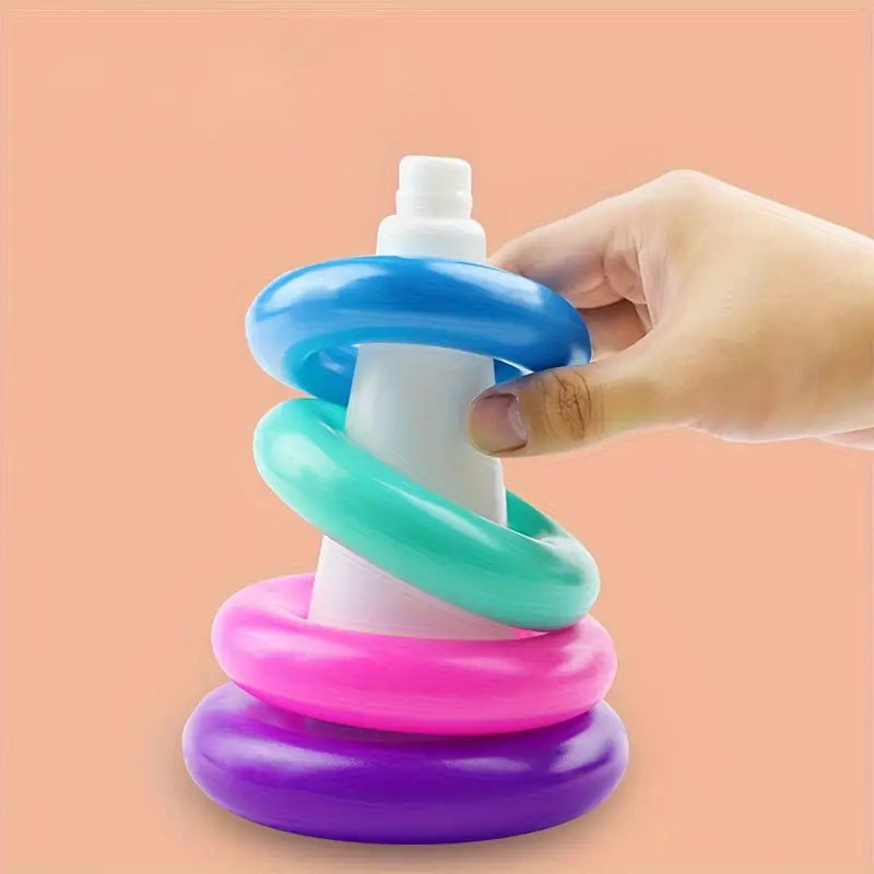 Jouet d’Éveil Empilable Bébé – Anneaux Colorés en Plastique avec Canard