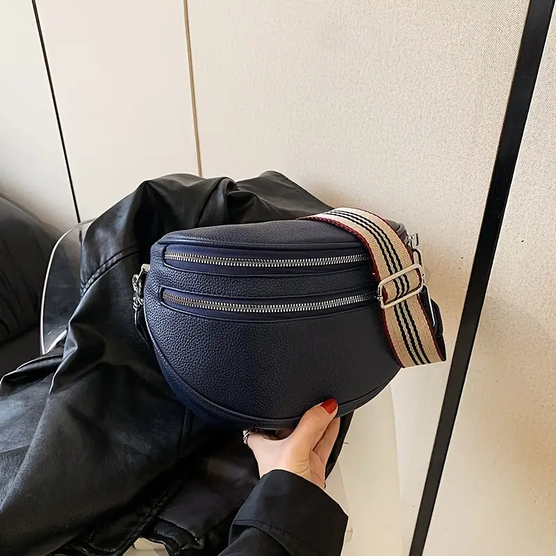 Sac bandoulière femme – Sac banane en cuir PU avec sangle rayée ajustable