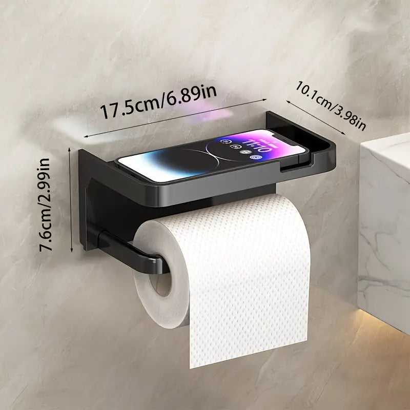 Porte-Papier Toilette Mural avec Support Téléphone – Distributeur Moderne Fixation Murale Sans Perçage