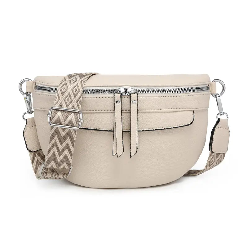 Sac banane femme en simili cuir beige – Design chic avec bandoulière réglable