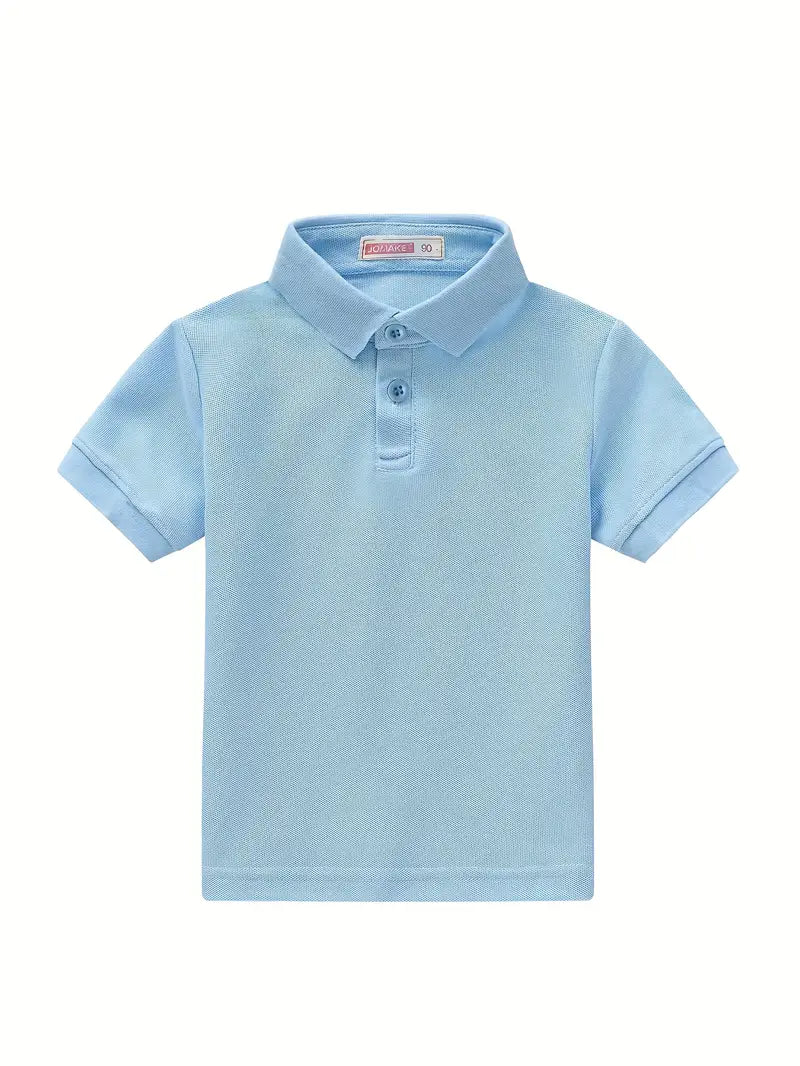 Polo garçon manches courtes bleu clair – Haut élégant en coton respirant