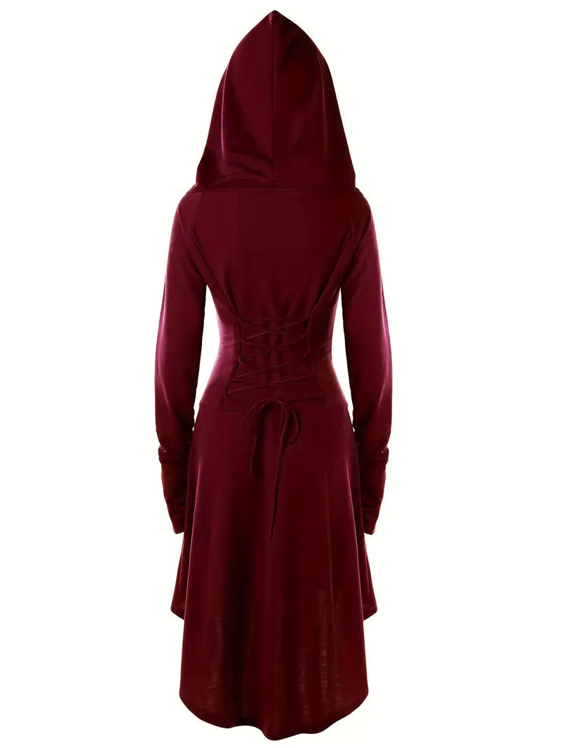 Robe médiévale à capuche – Déguisement gothique et fantasy pour femme