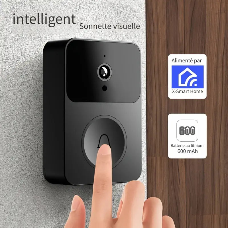 Sonnette Vidéo Wi-Fi 2.4G avec Caméra HD – Détection de Mouvement, Audio Bidirectionnel, Interface Type-C