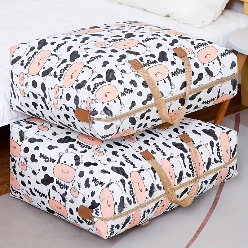 Sac de Rangement Pliable Grande Capacité – Housse de Rangement Étanche avec Motifs Vache pour Vêtements, Couettes et Accessoires