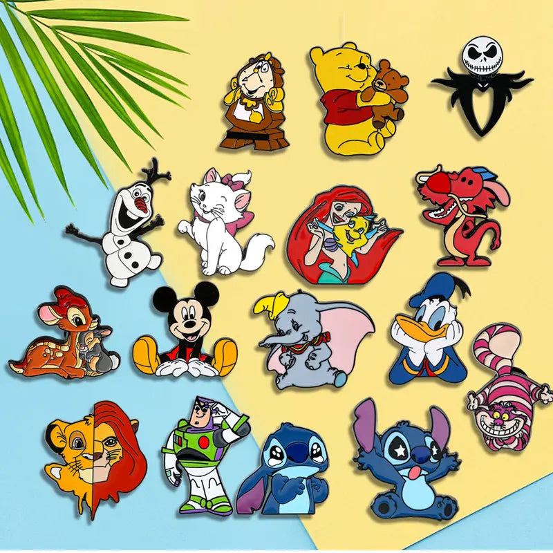 Lot de Broches Enfant Disney – 8 ou 16 Pièces Personnages Célèbres, Accessoires Fantaisie pour Sac, Vêtements et Collection