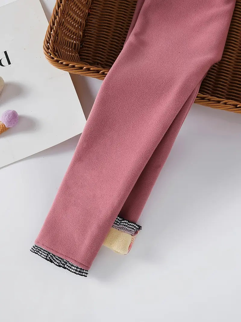 Pantalon Legging Fille Hiver – Doublé Chaud avec Motif Fleur Daisy