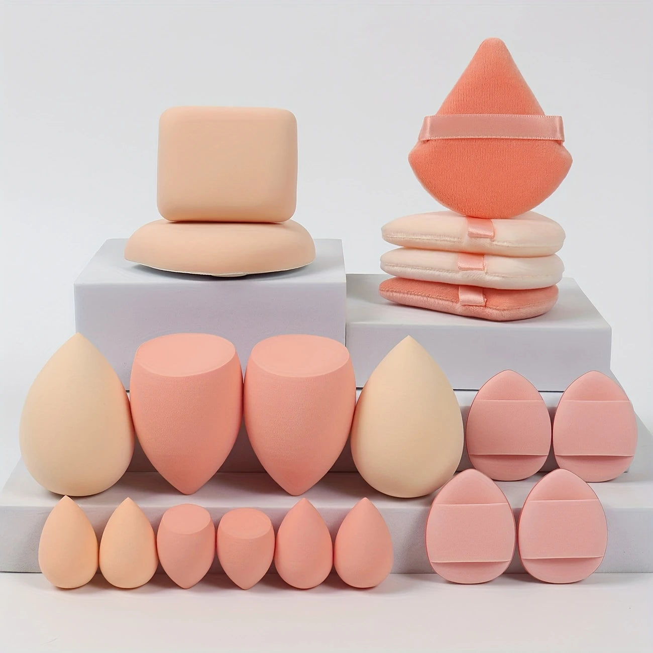 Lot de 20 Éponges Maquillage – Blenders et Houppettes Douces Multi-Tailles pour Fond de Teint & Poudre