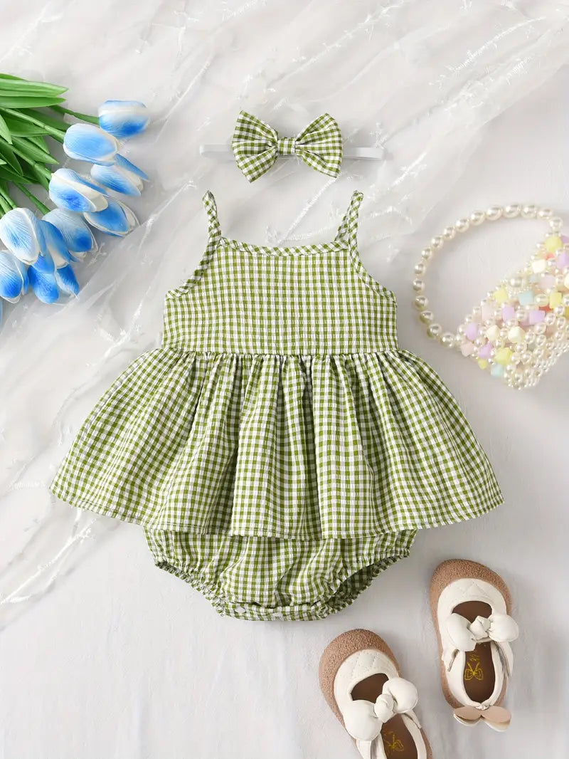 Robe Bébé Fille à Carreaux Vichy Noir et Blanc – Tenue Été Chic et Confortable