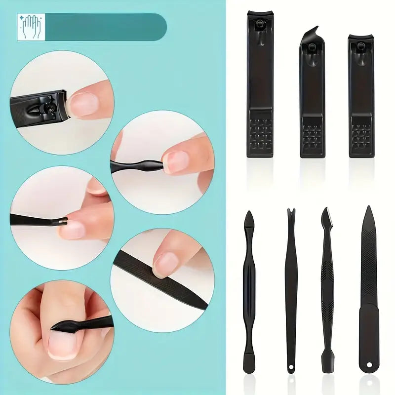 Kit de Manucure et Pédicure 10 en 1 – Set Professionnel avec Étui Rouge Élégant pour Soin des Ongles et Cuticules