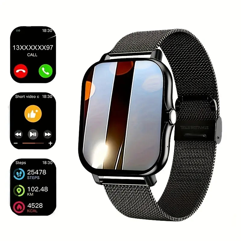 Montre connectée femme élégante – Écran tactile HD et bracelet en acier inoxydable