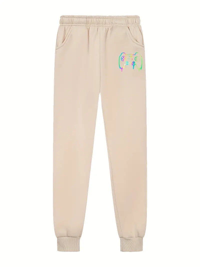 Pantalon Jogging Garçon avec Motif Manette de Jeu – Pantalons Enfant Confortables pour Fans de Gaming