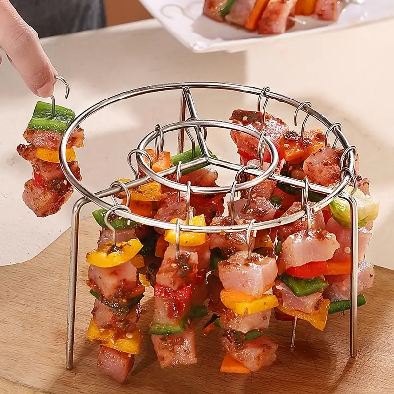 Support à brochettes en acier inoxydable – Accessoire pratique pour barbecue, grillades et cuisine d’extérieur