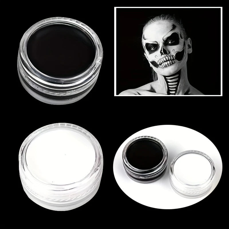 Maquillage Halloween Noir & Blanc – Peinture Grasse Visage et Corps pour Effets Spéciaux Squelettes