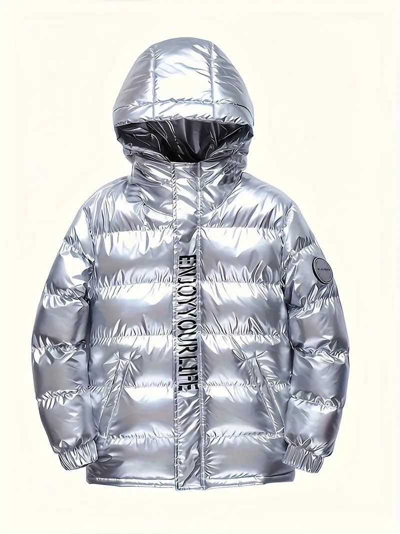 Doudoune garçon hiver à capuche bleu marine – Manteau chaud et tendance