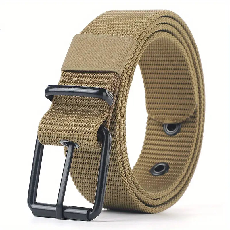 Ceinture homme noire en toile résistante avec boucle métallique – Style décontracté et durable