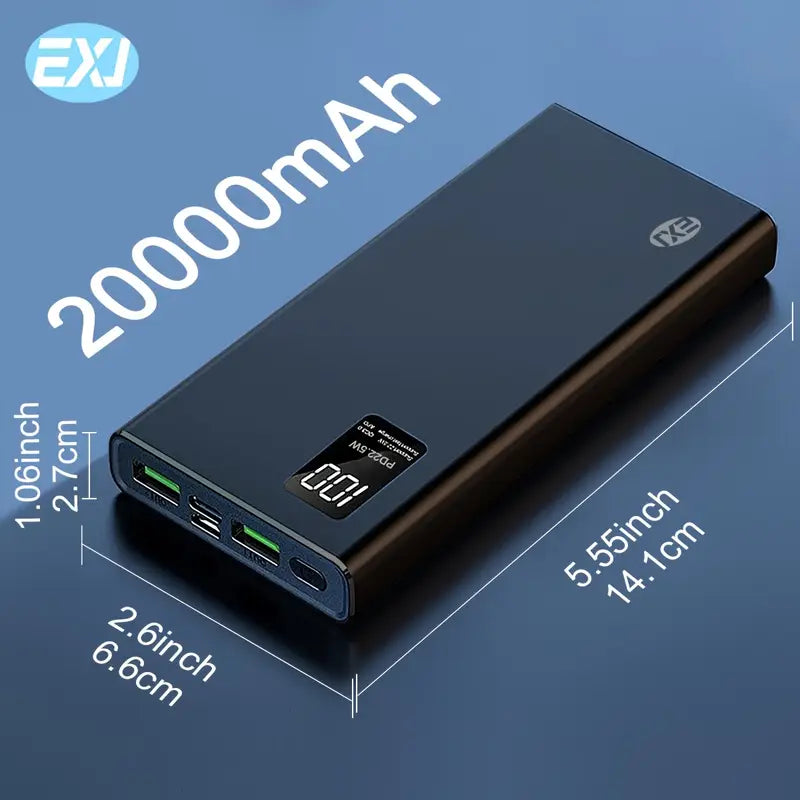 Batterie Externe Power Bank 20000mAh avec Écran LCD – Charge Rapide USB pour Smartphone et Tablette