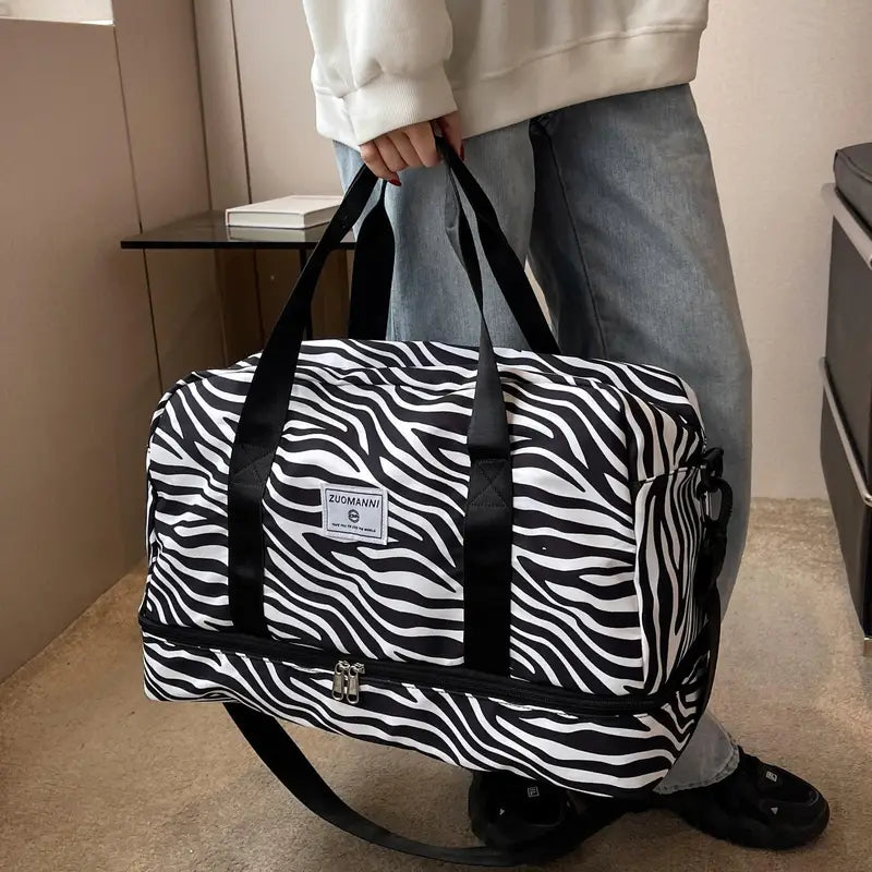 Sac de voyage zébré pour homme et femme Bagage cabine léger et tendance