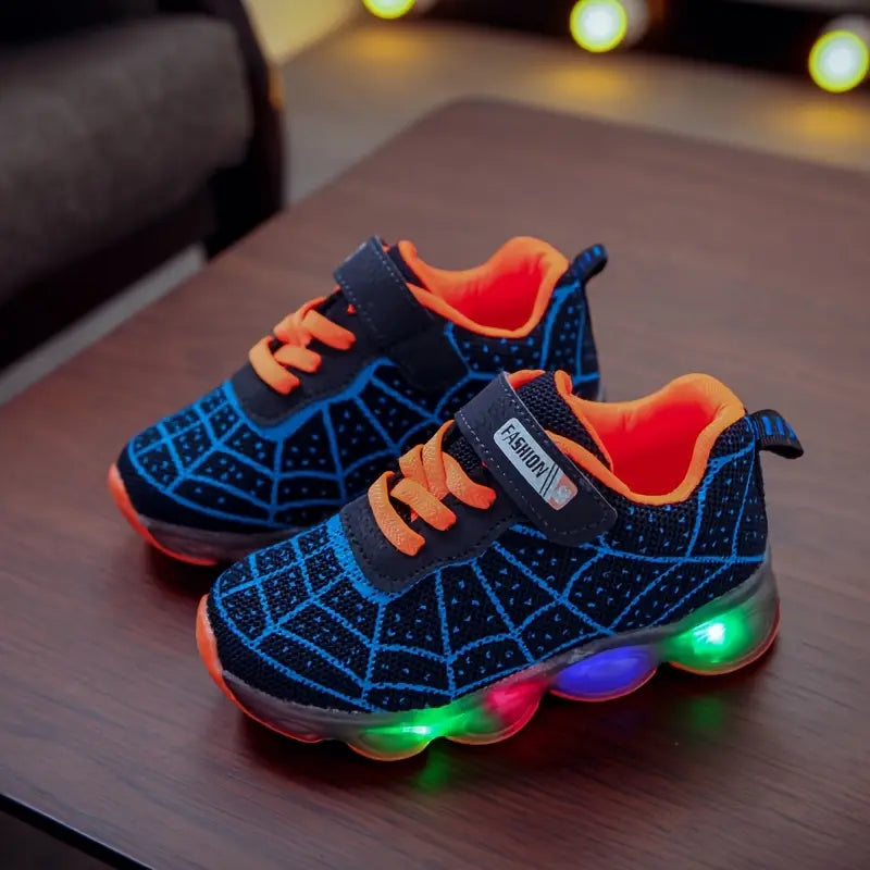 Chaussures bébé garçon lumineuses rouges – Baskets respirantes avec semelle LED et scratch