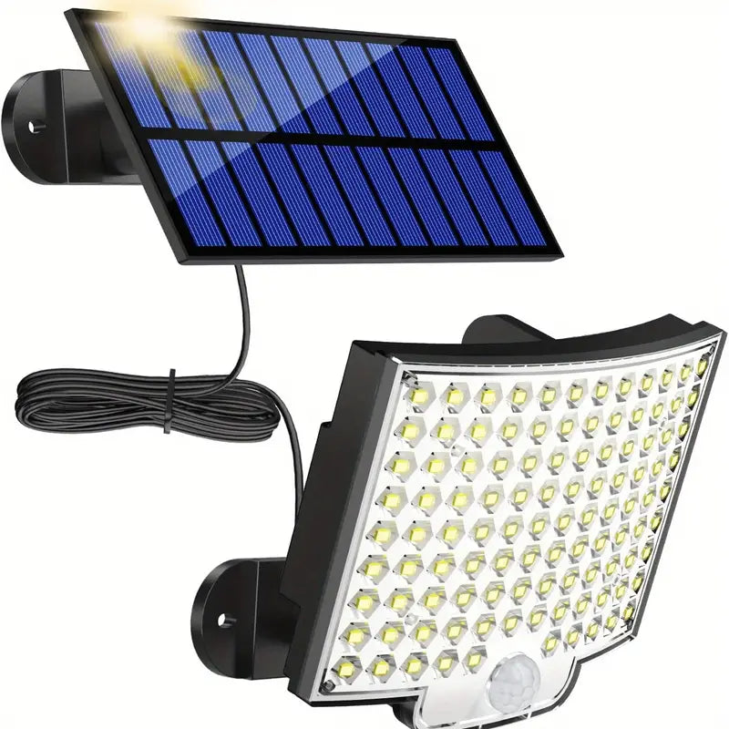 Projecteur Solaire LED Extérieur avec Panneau Séparé – Éclairage Puissant Étanche avec Détecteur de Mouvement