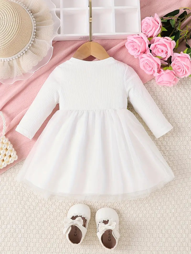 Robe Bébé Fille en Tulle Rose Fuchsia avec Fleurs – Tenue Chic pour Anniversaire et Cérémonie