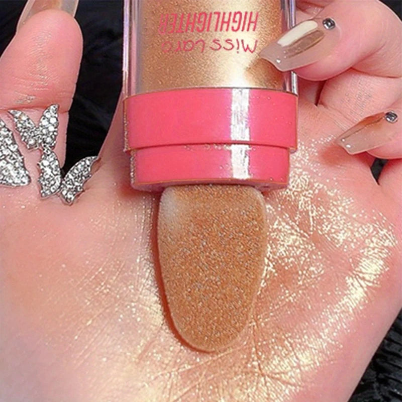 Enlumineur Liquide avec Applicateur Éponge – Highlighter 3 Teintes pour Visage, Lèvres et Cheveux