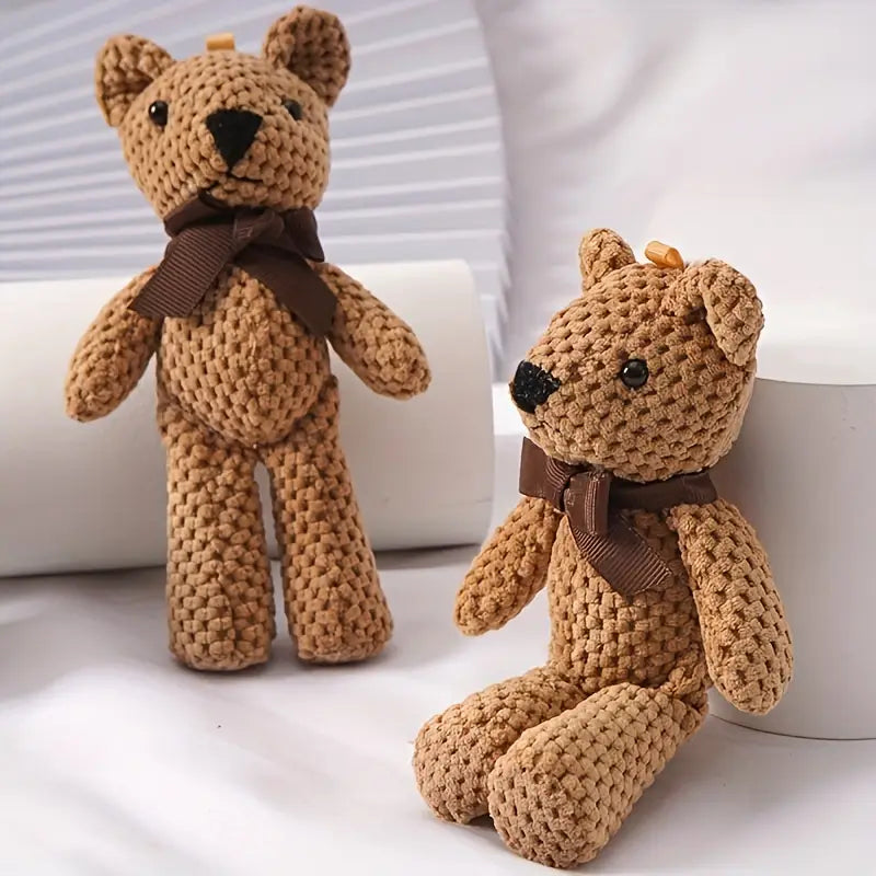 Ourson en peluche tricoté avec nœud – Jouet bébé doux et sécurisé | Jouets bébé et tout-petit
