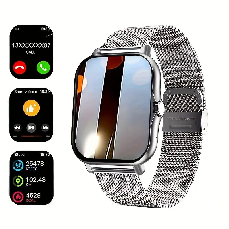 Montre connectée femme élégante – Écran tactile HD et bracelet en acier inoxydable